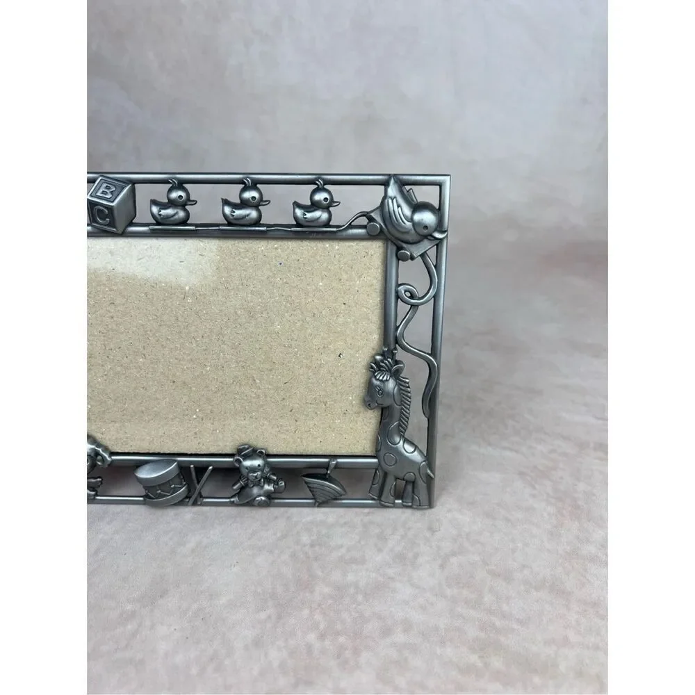 Vintage Novelty Baby Nursery Picture Frame 90s Y2K Silver Metal